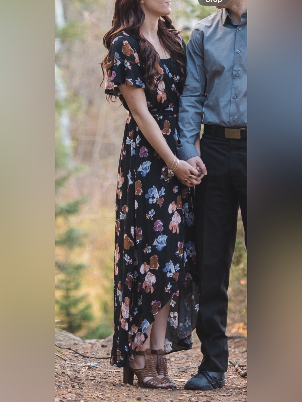 ILLA ILLA Black Floral High-Low Dress with Pink and Rust Blooms
